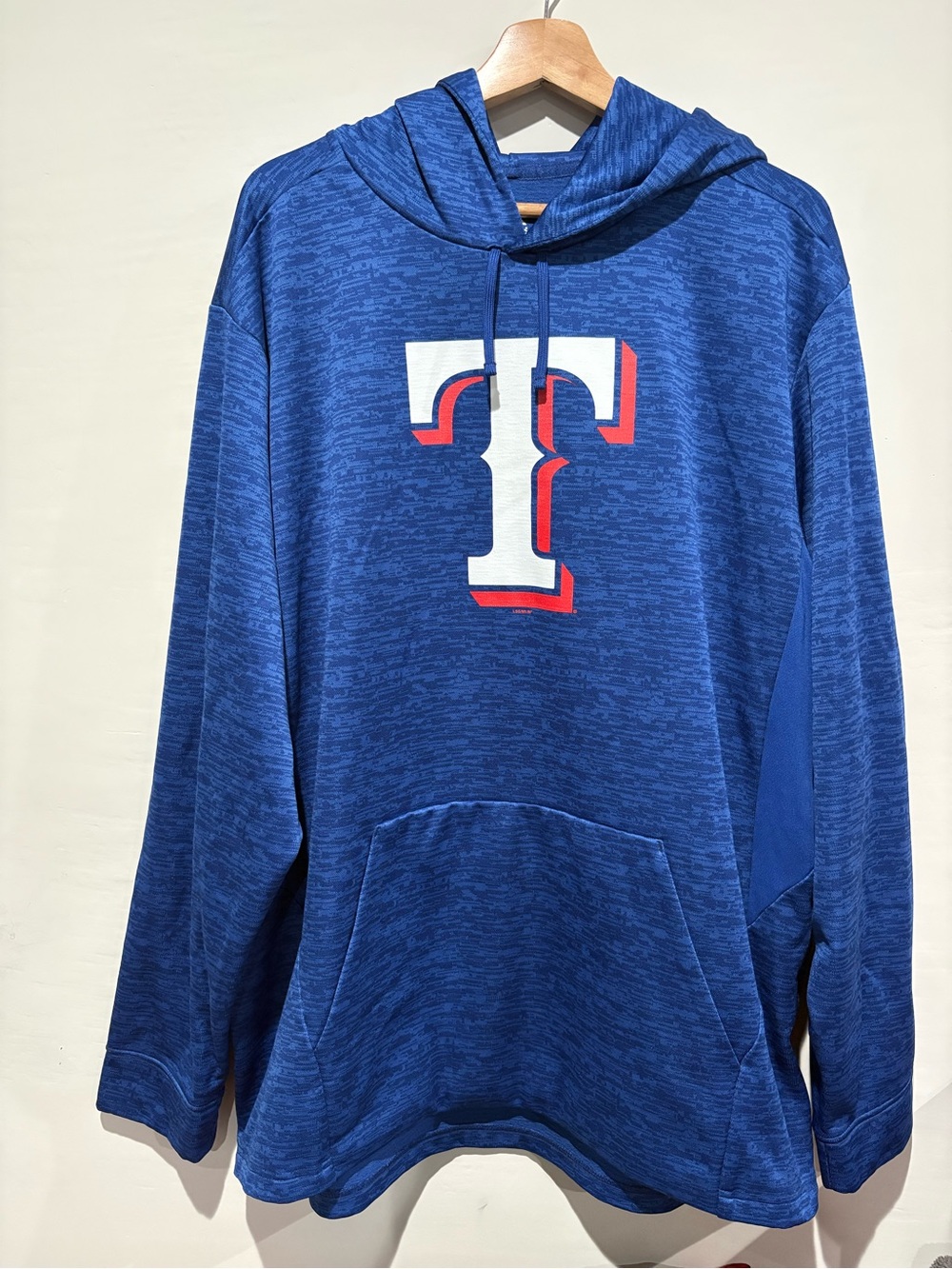 Majestic Blue Hooded Sweatshirt with White and Red 'T' Logo